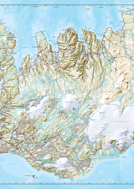 Veggkort Ísland - 1: 800 000